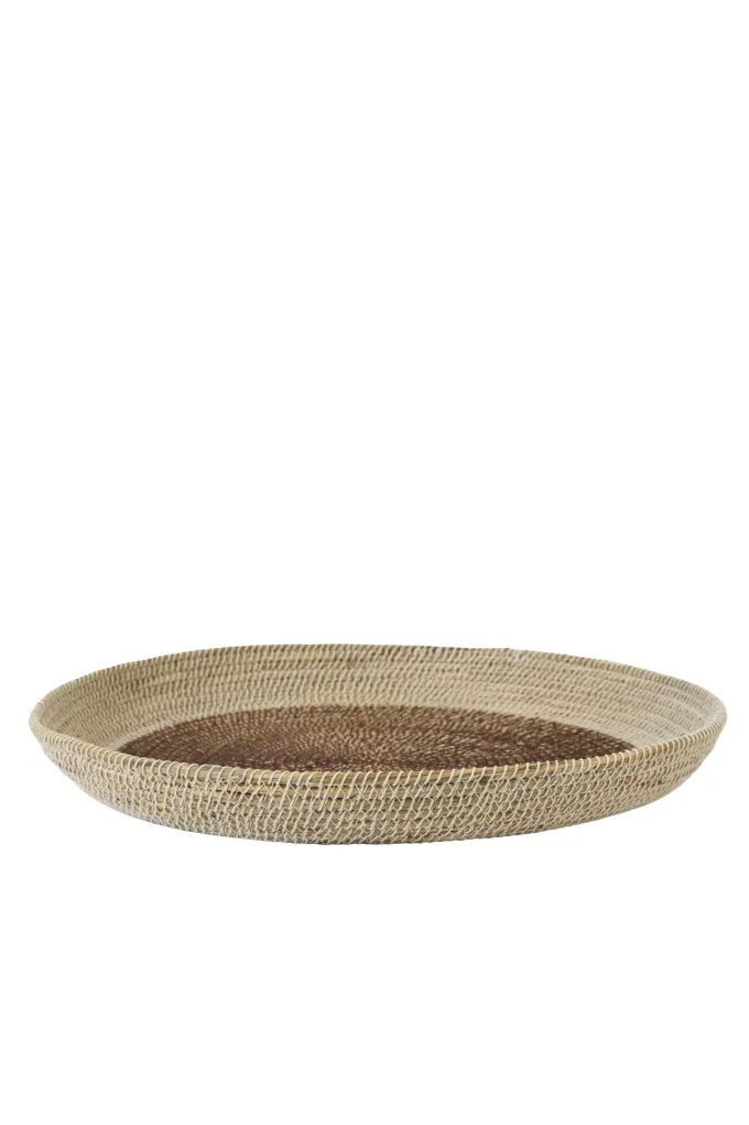 Light en Living Schaal/wandorn Set van 2 Ø40x4,5+Ø50x6 cm BURICA zeegras nat+crème