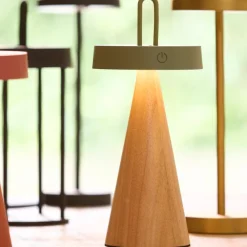 Light en Living Tafellamp LED Ø13x28,5 cm ANKENTA olijf groen+hout naturel
