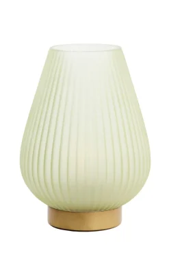 Light en Living Tafellamp LED TAJERA glas mat licht groen+goud - 2 afmetingen