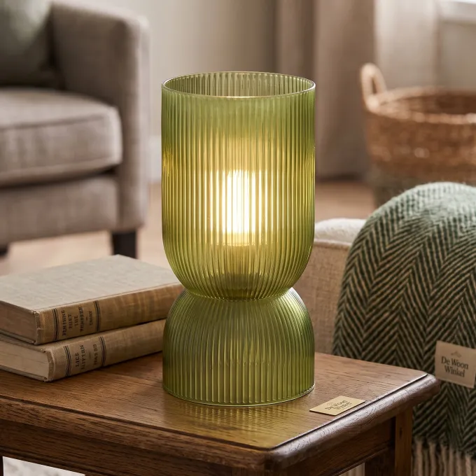 Light en Living Tafellamp LED PHOEBE glas olijfgroen Ø14x27,5 cm