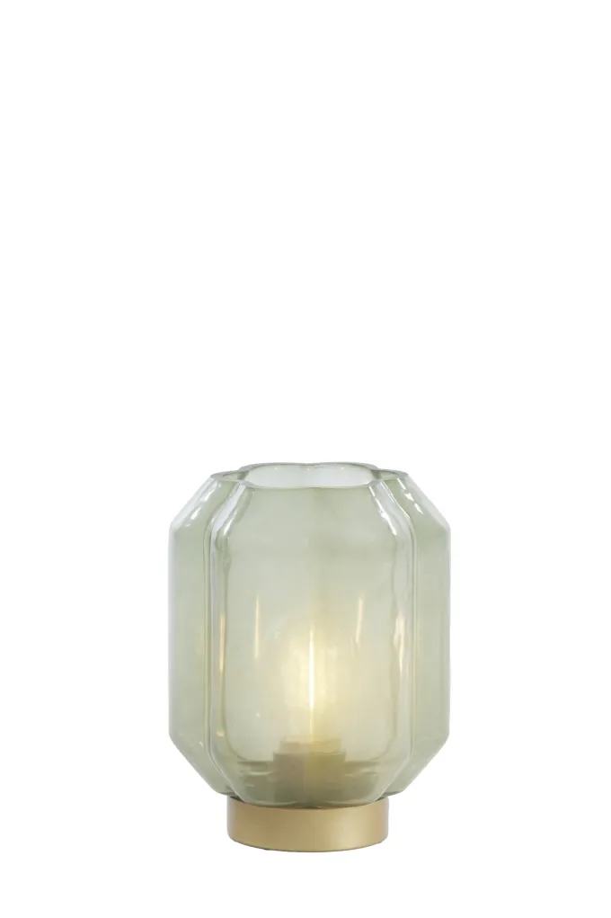 Light en Living Tafellamp LED Ø13x16,5 cm YVIAS glas melk groen+goud
