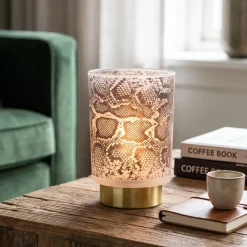 Light en Living Tafellamp LED SNAKE Glas Wit – Zwart klein