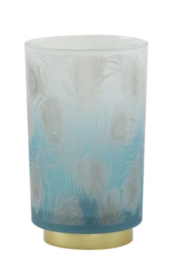Light en Living Tafellamp LED PEACOCK glas turquoise en goud - 2 maten