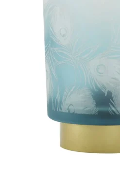 Light en Living Tafellamp LED PEACOCK glas turquoise en goud - 2 maten