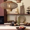 Light en Living Tafellamp LED Ø10x25 cm BRYLO linnen naturel+hout dnkr bruin