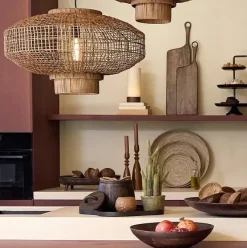 Light en Living Tafellamp LED Ø10x25 cm BRYLO linnen naturel+hout dnkr bruin