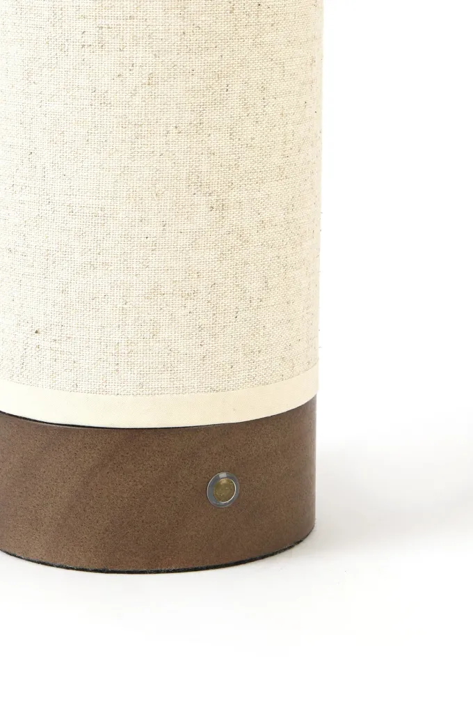 Light en Living Tafellamp LED Ø10x25 cm BRYLO linnen naturel+hout dnkr bruin
