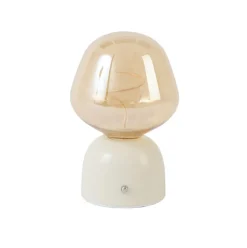 Light en Living Tafellamp LED Ø12,5x19,5 cm VAZYR crème+glas amber