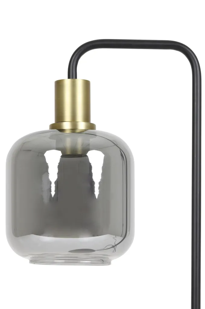 Light en Living Tafellamp LEKAR 27x18x58 cm - Antiek Brons met Smoke Glas