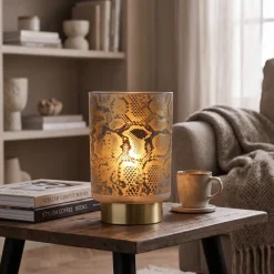 Light en Living Tafellamp LEOPARD Glas Lichtgrijs klein - Stijlvolle Glazen Verlichting