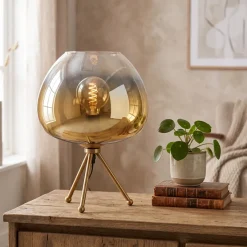 Light en Living Tafellamp MAYSON glas goud-helder Ø30x43 cm van Light & Living
