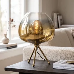 Light en Living Tafellamp MAYSON glas goud-helder Ø30x43 cm van Light & Living