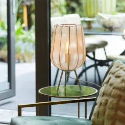 Light en Living Tafellamp PLUMERIA Zand Ø25x45 cm - Light & Living