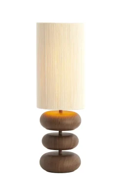 Light en Living Tafellamp Ø22x67,5 cm DANIALO hout print donkerbruin+touw crème
