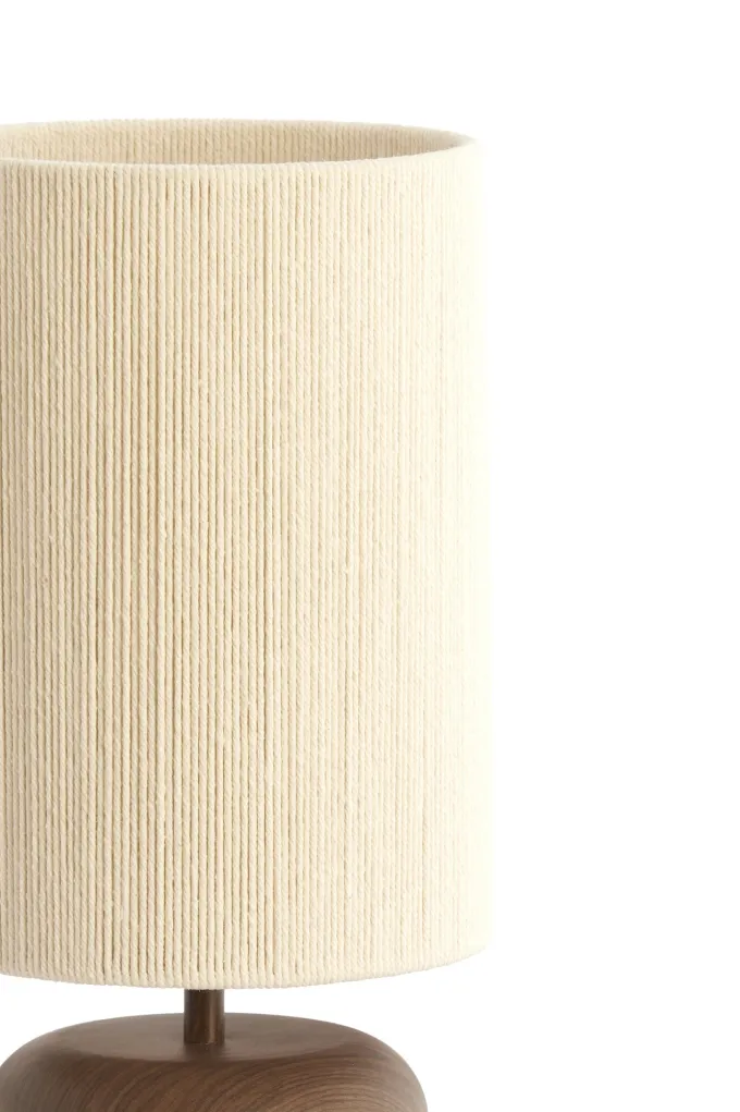 Light en Living Tafellamp Ø22x50,5 cm DANIALO hout print donkerbruin+touw crème
