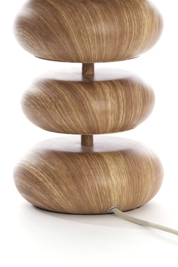 Light en Living Tafellamp Ø22x67,5 cm DANIALO hout print naturel+touw crème