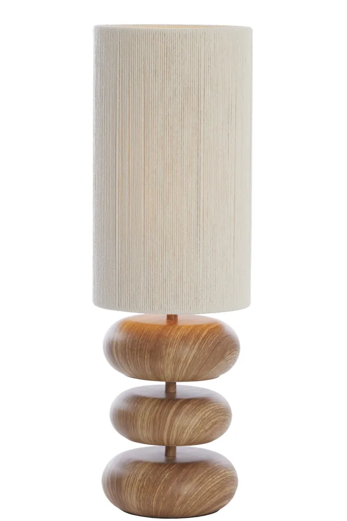 Light en Living Tafellamp Ø22x67,5 cm DANIALO hout print naturel+touw crème