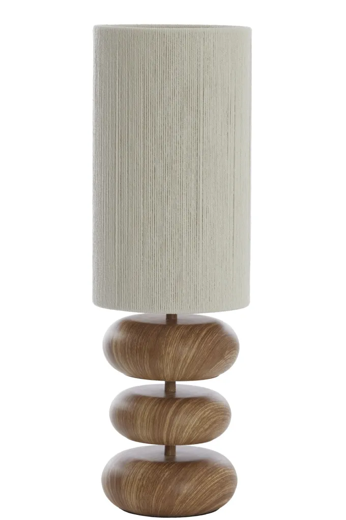 Light en Living Tafellamp Ø22x67,5 cm DANIALO hout print naturel+touw crème