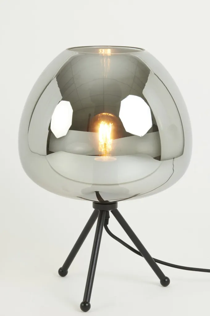 Light en Living Tafellamp Ø30x43 cm MAYSON mat zwart met smoke glas
