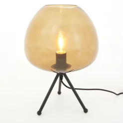 Light en Living Tafellamp Ø30x43 cm MAYSON mat zwart+glas bruin