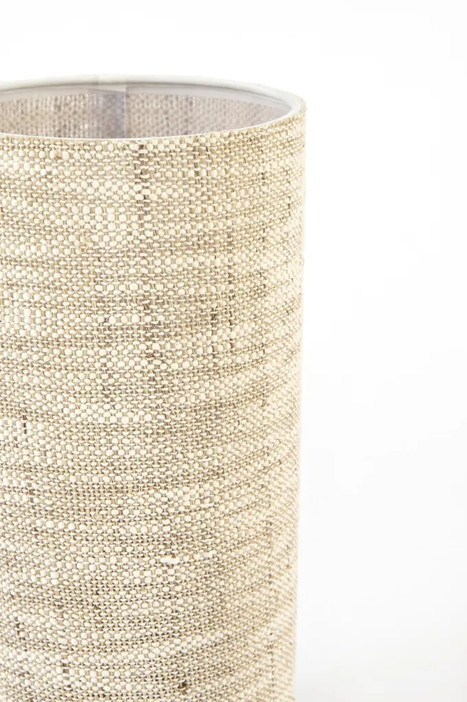 Light en Living Tafellamp Ø16x35 cm BRYLO hout print d bruin+linnen naturel