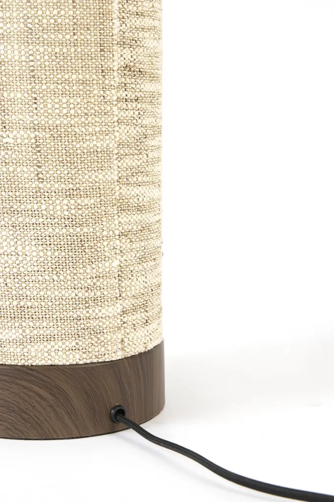 Light en Living Tafellamp Ø16x35 cm BRYLO hout print d bruin+linnen naturel
