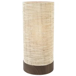 Light en Living Tafellamp Ø16x35 cm BRYLO hout print d bruin+linnen naturel