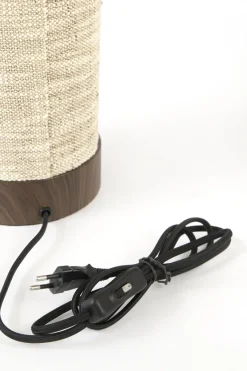 Light en Living Tafellamp Ø16x35 cm BRYLO hout print d bruin+linnen naturel