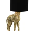Light en Living Tafellamp 28x20x68 cm GIRAFFE antiek brons met velvet zwarte kap