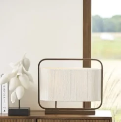 Light en Living Tafellamp 45x15x37,5 cm LECCE donkerbruin + touw naturel