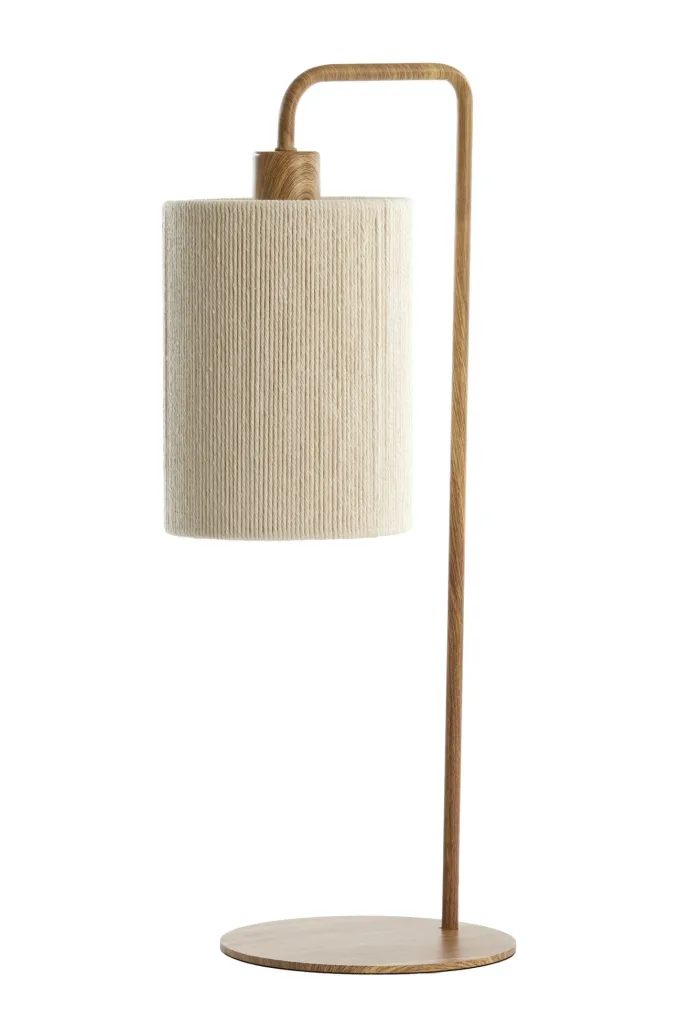 Light en Living Tafellamp 26x20x59,5 cm DONIO hout print naturel+touw crème