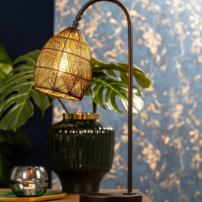 Light en Living Tafellamp 23x18x60 cm MEYA mat zwart+goud