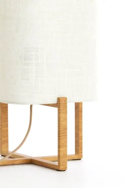 Light en Living Tafellamp 21,5X21,5X50,5 Cm WYN hout Natur+Linen Creme