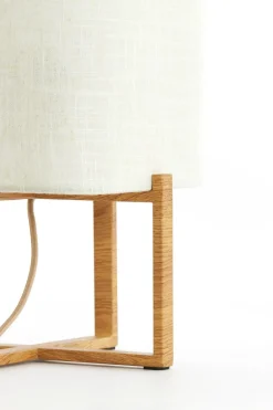 Light en Living Tafellamp 21,5X21,5X50,5 Cm WYN hout Natur+Linen Creme