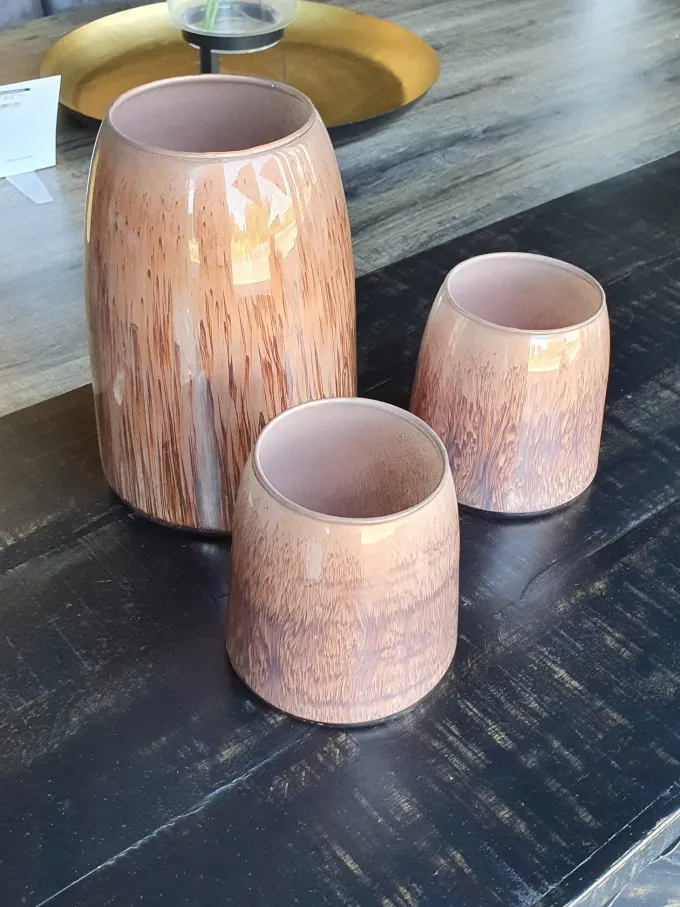 Light en Living Theelicht MONLE paars bruin Ø15x20 cm - Light en Living
