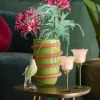 Light en Living Theelicht op voet Ø10,5x22,5 cm FLOWALY glas groen+peach