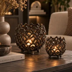 Light en Living Theelicht Ø10x10 cm GUBANI mat bruin-brons