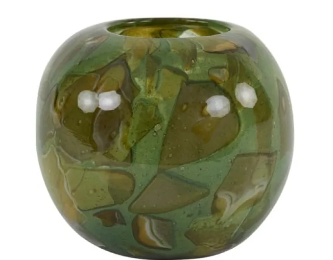 Light en Living Vaas BEAUFORT Glas Donker Olijfgroen Ø18x15,5 cm