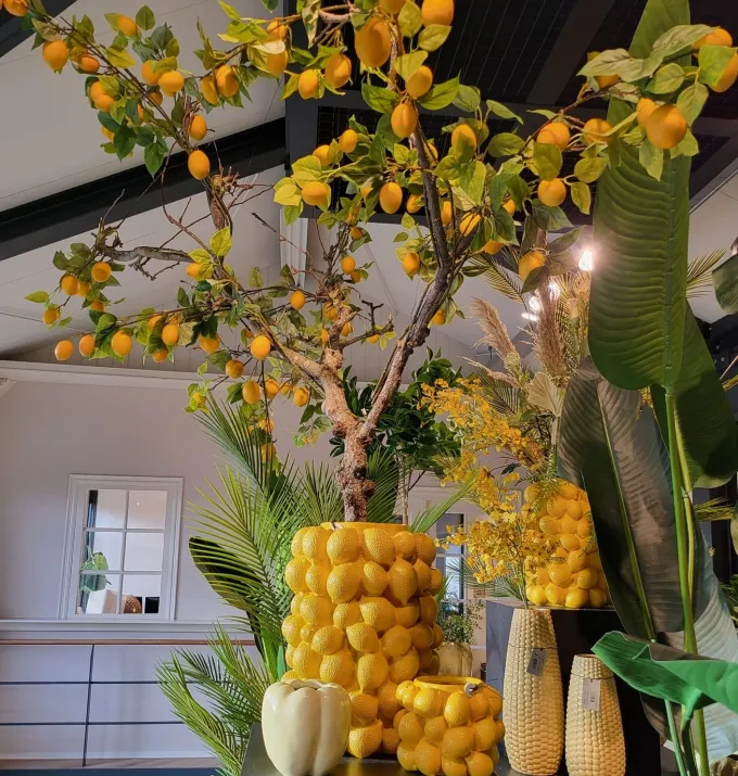 Light en Living Vaas deco LEMON geel - 41 cm hoog