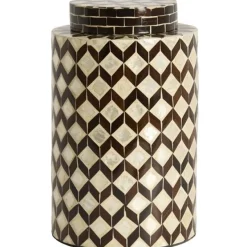 Light en Living Vaas deco / Pot Ø16x26,5 cm OLITE bamboo creme + Donkerbruin
