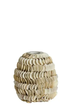Light en Living Vaas deco SARRIA Ø20x21 bamboo + schelp creme