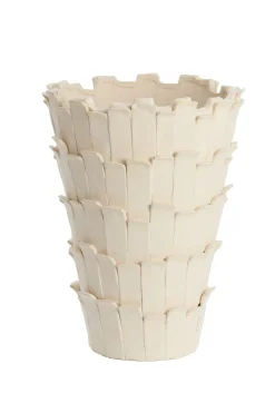 Light en Living Vaas deco Ø33x43 cm BANYA keramiek mat crème