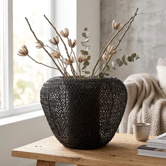 Light en Living Vaas deco Ø35x27 cm FINOU mat zwart van Light & Living