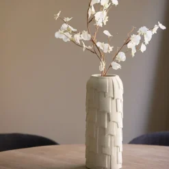 Light en Living Vaas deco Ø14x34,5 cm LEIMA keramiek mat crème