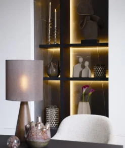 Light en Living Vaas deco Ø16x16 cm OLITE bamboo creme + donkerbruin