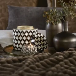 Light en Living Vaas deco Ø16x16 cm OLITE bamboo creme + donkerbruin