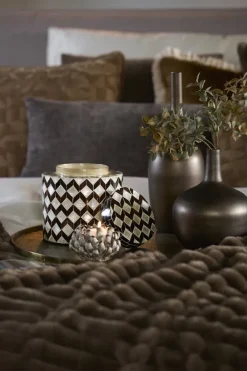 Light en Living Vaas deco Ø16x16 cm OLITE bamboo creme + donkerbruin