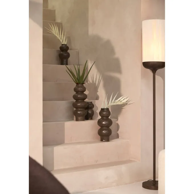 Light en Living Vaas deco Ø13x26 cm ROGANO keramiek donker bruin