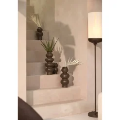Light en Living Vaas deco Ø15,5x37,5 cm ROGANO keramiek donker bruin