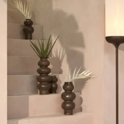 Light en Living Vaas deco Ø15,5x37,5 cm ROGANO keramiek donker bruin